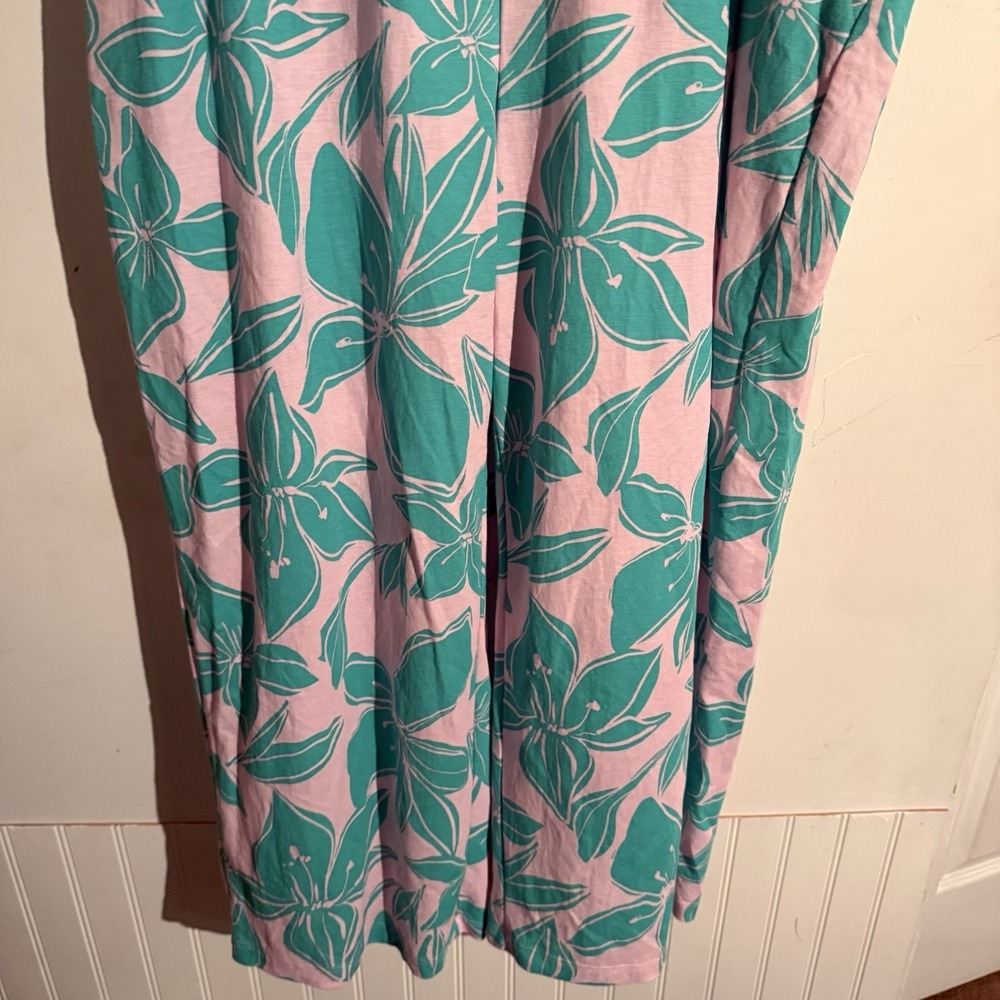 Kim Gravel Belle Beach Boho Tropical Elastic Pants  1X Pull On Wide Leg Pink - Picture 3 of 4